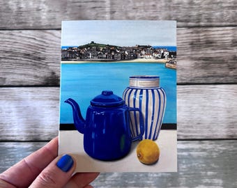 St Ives & Still life. Greetings Card. 11cm x 14cm