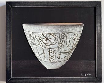 Clyde Burt Bowl. Original painting. Acrylic on board. 34cm x 29cm x 3cm