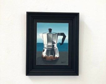 OUR COFFEE POT acrylic on board 25cm x 30cm