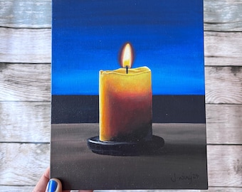 Candle.  Acrylic on board 20cm x 25cm