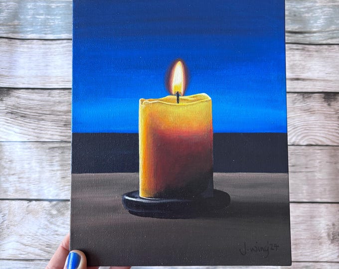 Candle.  Acrylic on board 20cm x 25cm