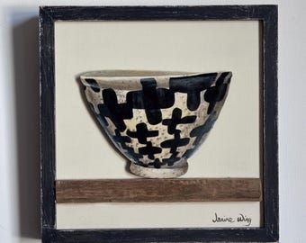 William Austin Bowl. Original painting. Acrylic on board. 26cm x 26cm x 3.5cm