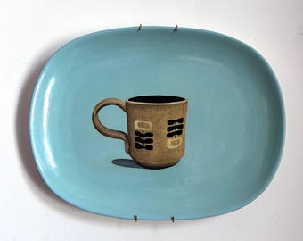 Retro Mug. Painting on a Plate Collection. 31cm x 23cm