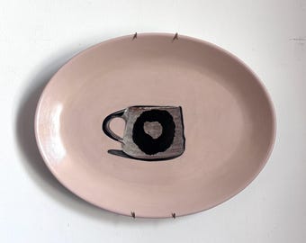 Studio Pottery Mug. Painting on a Plate Collection. 28cm x 22cm