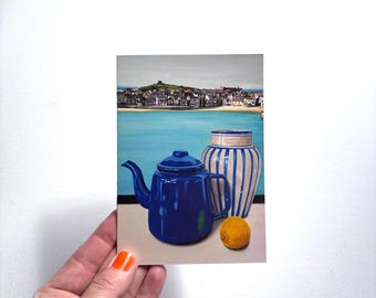 St Ives & Still Life. Greetings Card. Blank inside. 15cm x 10.5cm