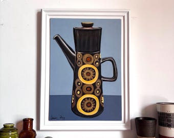 Hornsea Coffee Pot. Original painting on board. Framed 44cm x 33cm