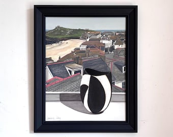 View From The Tate with John Ward Pot. Original painting on  board. Framed 34.5cm x 42.5cm