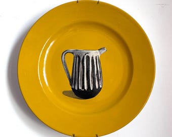 Jug with white glaze. Painting on a Plate Collection. 31cm Diameter