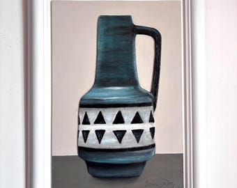 Veb Haldensleben Vase. Original painting. Acrylic on board. 26cm x 35cm