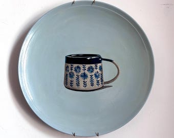 Retro Flower Mug. Painting on a Plate Collection. 28cm Diameter