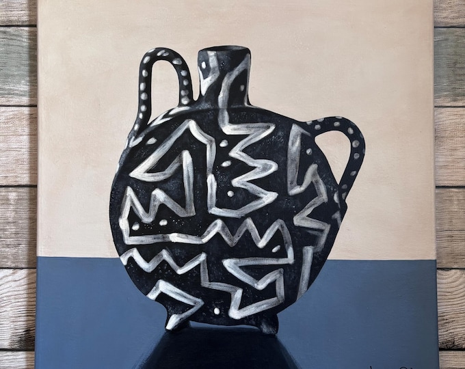 Black & White Vase. Original painting on canvas 40cm x 40cm