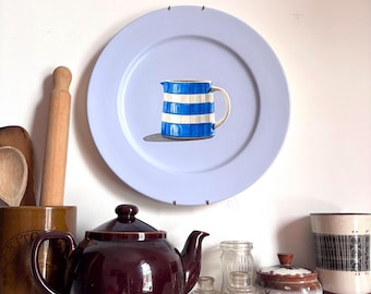 Cornishware Jug. Painting on a Plate Collection. 30.5cm Diameter