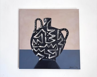 Black & White Vase. Original painting on canvas 40cm x 40cm