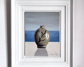 Bernard Leach Vase. Original painting on  board. Framed 34cm x 39cm