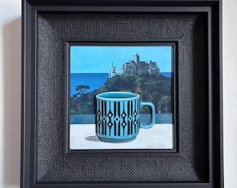 Hornsea Cup with View of Mount. Original painting. 33.5cm x 33.5 x 5cm