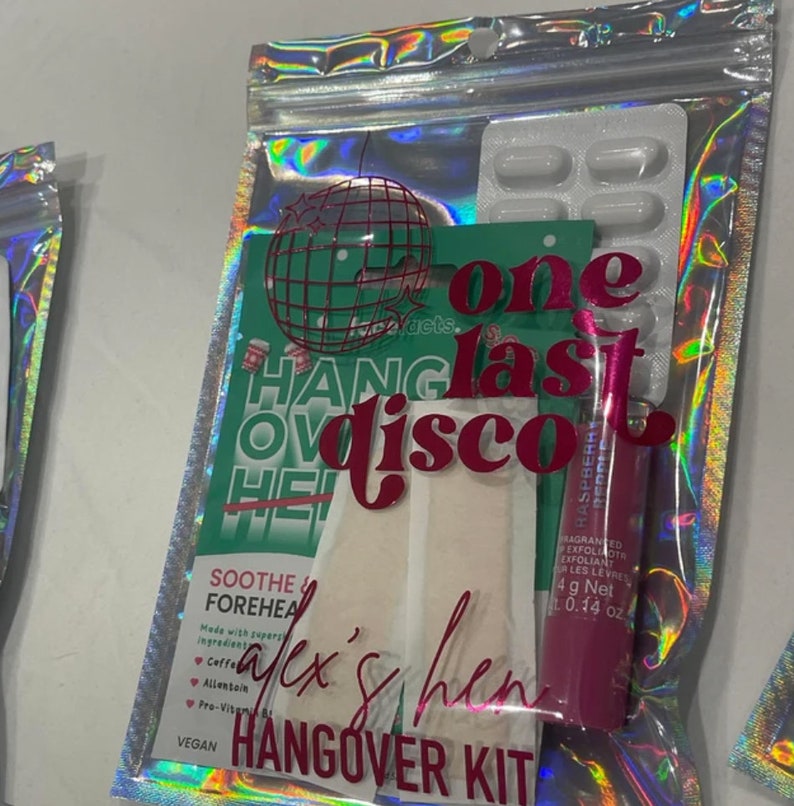 One Last Disco Hangover Kit Bag Recovery Kit Hangover Goodie Bag Hen Party Favour image 5