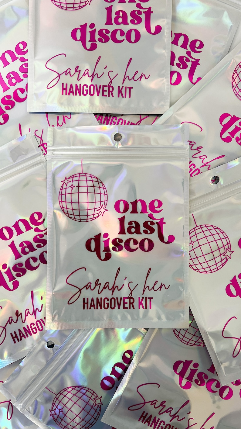 One Last Disco Hangover Kit Bag Recovery Kit Hangover Goodie Bag Hen Party Favour image 3