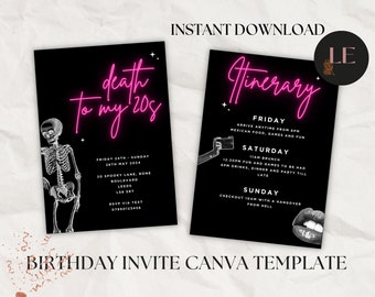 Death To My 20s Template | Editable Evite | Birthday Invite | Canva Download | Instant Download | 30th Birthday Invite | Celebration Evite