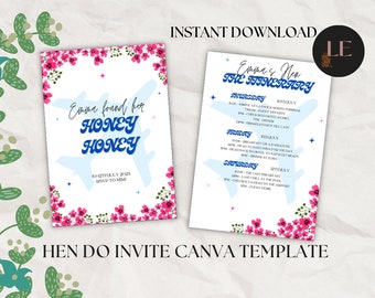 Honey Honey Hen Do Template | Editable Evite | Bachelorette Invite | Canva Download | Instant Download | Hen Do Invite | Mamma Mia Theme