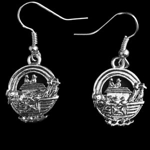 Rainbow Noah&#39;s Ark Double Sided Earrings - Torah Portion Noah Earrings - Parsha Noach Earrings - AspenTreeJewely