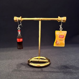 Mismatched Potato Chips and Coke Earrings - Food Jewelry - TV Junk Food - Aspen Tree Jewelry