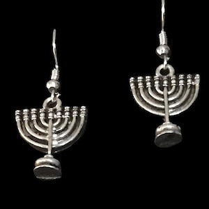 Silver Plated Hanukkah Menorah Earrings Hanukkiah Jewelry Etsy