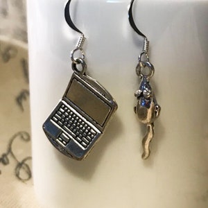 Mismatched Computer and Mouse Earrings - Jewelry for the Computer Geek in Your Life - Profession Earrings - AspenTreeJewelry