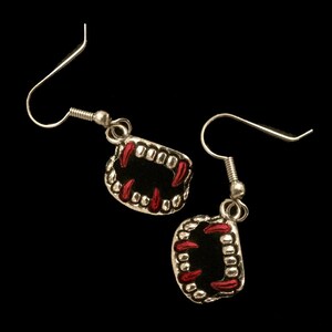 Halloween Jewelry - Vampire Fangs with Dripping Blood - Vampire Fang Earrings - AspenTreeJewelry