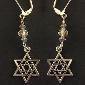 Silver Star of David in Star of David Earrings with Swarovski Crystals - Magen David Earrings - Jewish Star Earrings - Jewish Jewelry