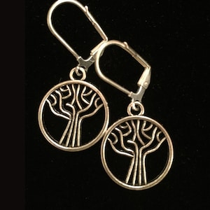 Round Tree of Life Earrings - Jewish Tree of Life - Art Deco Tree of Life - Minimalist Tree of Life - Nature Earrings - AspenTreeJewelry