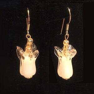 Yellow Glass Bok Choy Earrings - Chinese Cabbage Lampwork Jewelry - Food Earrings - AspenTreeJewelry
