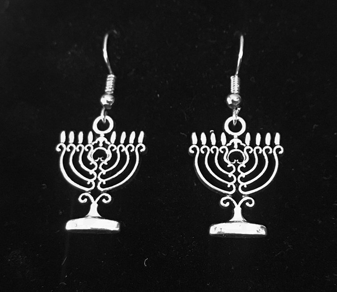 Silver Filigree Menorah Earrings Hanukkah Hanukiah Why is Etsy