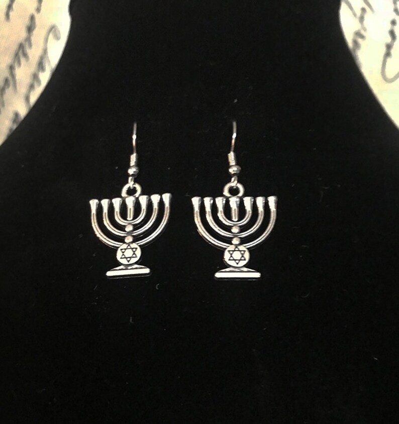 Silver Seven Branch Menorah Earrings Jewish Jewelry Etsy