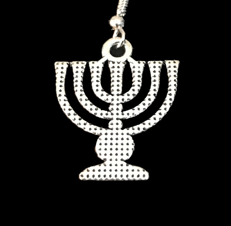 Silver Seven Branch Menorah Earrings Jewish Jewelry Etsy