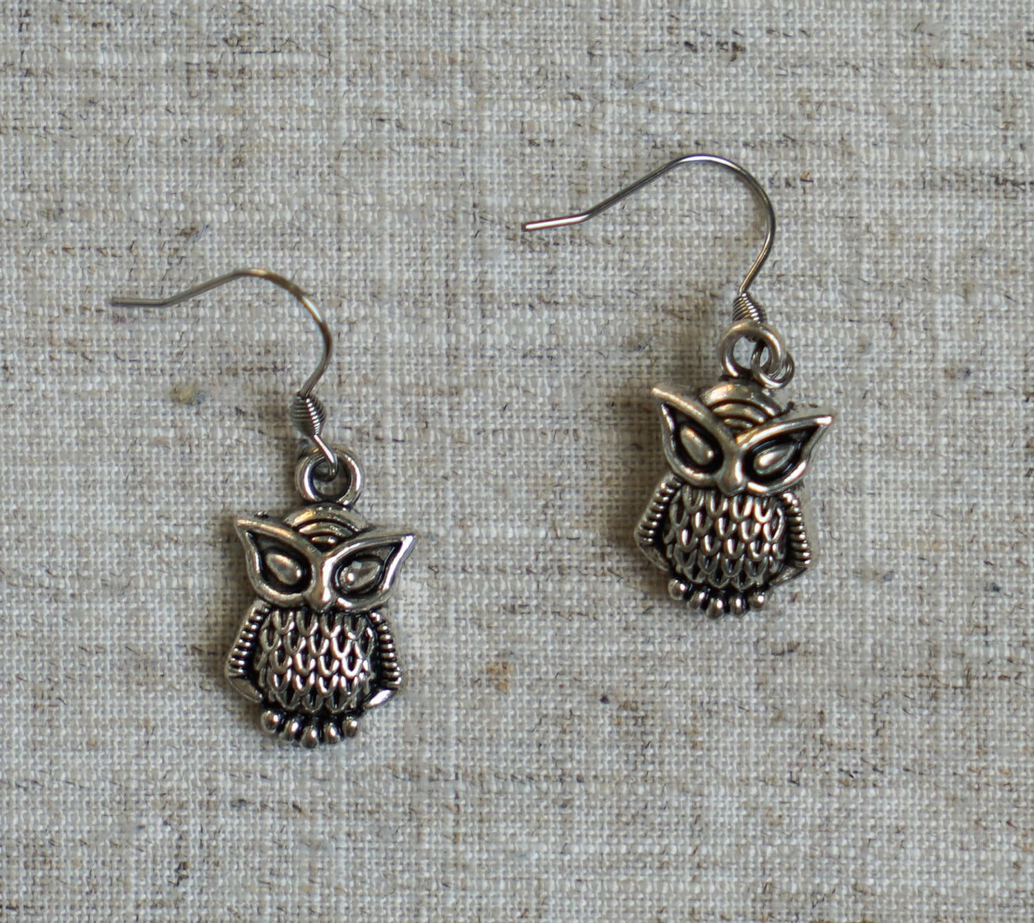 Antique Silver Owl Earrings - Night Bird Earrings - AspenTreeJewelry