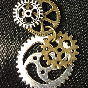 Steampunk Earrings Bronze and Antique Silver Cog and Gear Industrial ...