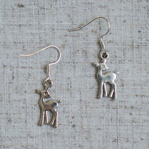 Deer Earrings - Antique Silver Fawn Jewelry - Double Sided Animal Earrings - Bambi Jewelry - AspenTreeJewelry
