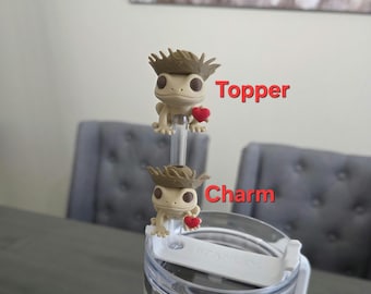 Coquí Frog Wearing a Brown Pava & Holding A Heart I Love Puerto Rico 3D Straw Topper or Straw Charm