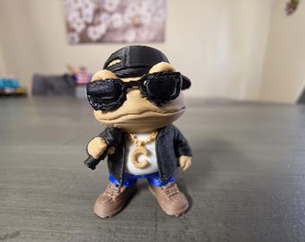 Puerto Rico Chubby Coquí Reggaeton Figure | 1.75" 3D Printed PLA Collectible | Boricua Frog Decor | Desk Buddy