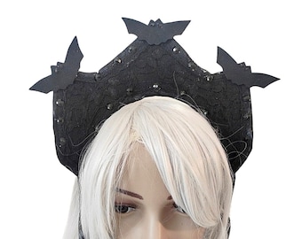 Black gothic bat crown,gothic headpiece, Halloween costume,wgt