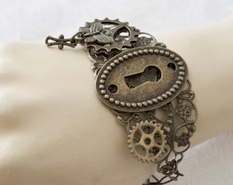Steampunk bracelet-bronze bracelet-steampunk jewelry-bracelet-gothic bracelet