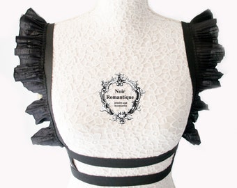 Black ruffle harness-Gothic harness-Harness-Lolita harness