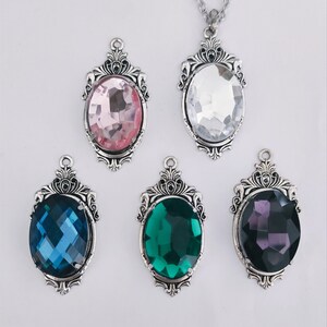 Gothic gem necklace Choose gem colour-victorian gothic pendant-gem necklace image 2