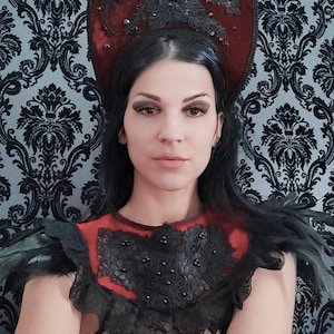 Bloodlust collar-feather gothic velvet collar