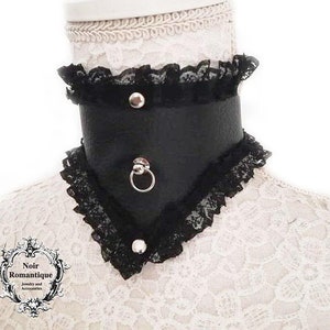 Mistress of Dark gotycki choker-czarny wegański skórzany choker-skórzany kołnierz-gotycki choker-choker