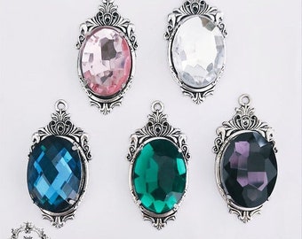 Gothic gem necklace- Choose gem colour-victorian gothic pendant-gem necklace