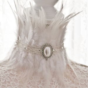 The White Swan Feather Neck Collar-Feather Choker-White Gothic Choker-Gothic Choker-Bridal Choker