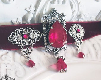 Bathory choker-victorian gothic vampire choker-vamp jewelry-gift-fantasy costume jewelry