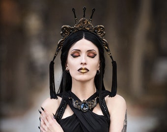 Queen of the Damned set (necklace and headpiece)-resin jewelry-resin accessories-baroque accessories-gothic prom-wgt-gothic accessories-gift