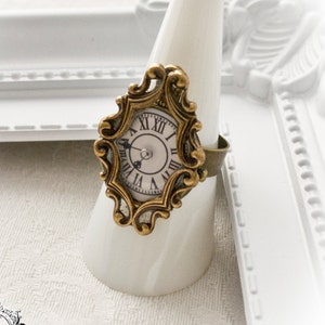 Steampunk ornate clock ring-ADJUSTABLE -steampunk ring-vintage ring-bronze ring-gothic ring-steampunk gothic jewelry